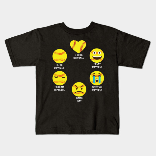 Softball Emoji Shirt I Like Softball Shirts Emoticon Social Softball